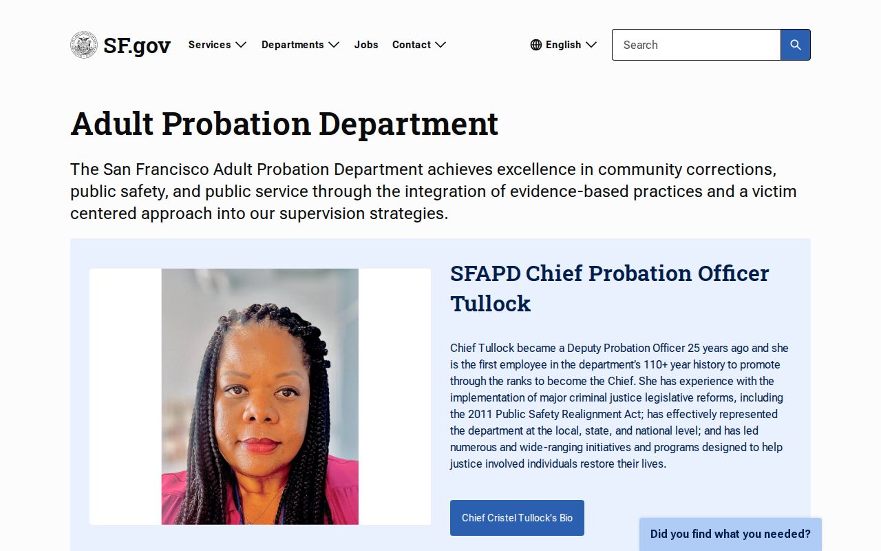 San Francisco criminal history Adult Probation Department