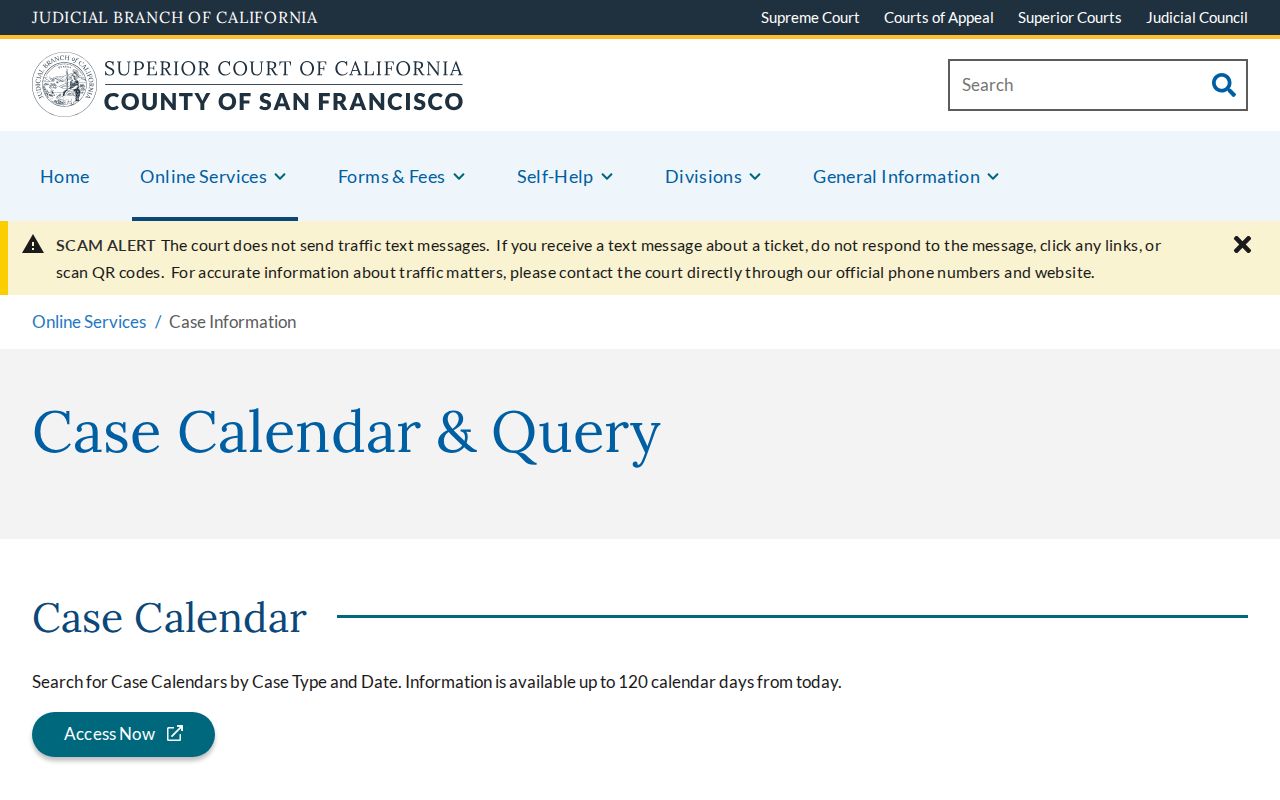 San Francisco County criminal history court case information channels