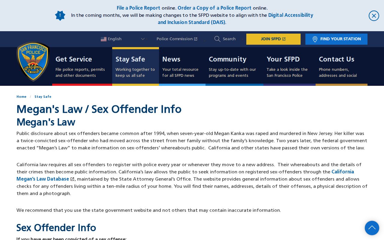 San Francisco County sex offender check SFPD Megan's Law information